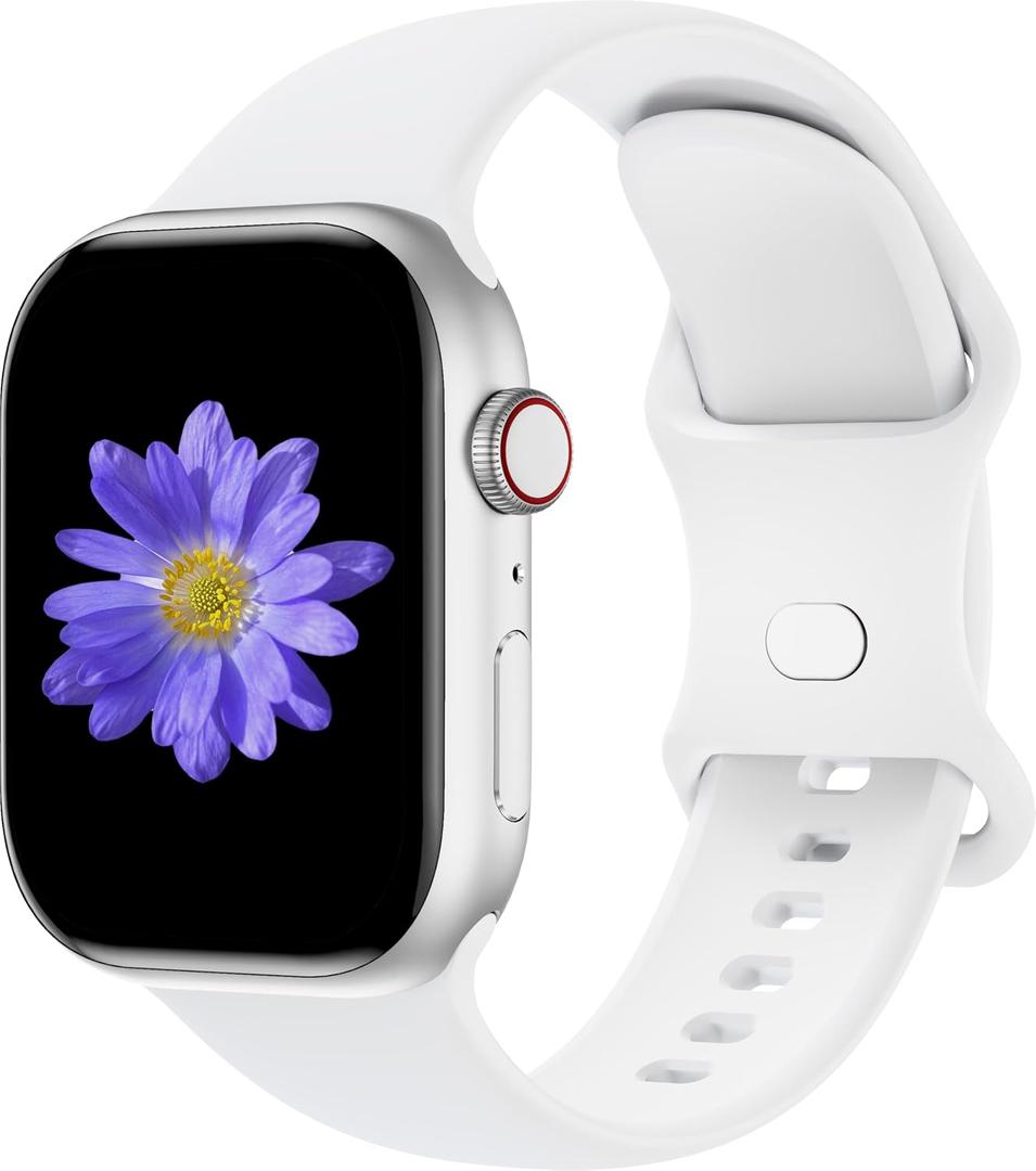 Sport Bands Compatible with Apple Watch 42mm 44mm 45mm 46mm 41mm 38mm 40mm 49mm for Women Men, Soft Silicone Strap for iWatch Wristband Series Ultra SE 11 10 9 8 7 6 5 4 3 2 1