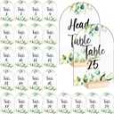 Jetec 26 Pcs Acrylic Wedding Table Numbers 1-25 Printed 4 x 6 Inch Clear Acrylic Table Signs Greenery Floral Arched Place Cards for Wedding Reception Bridal Shower Baby Shower Centerpiece Decor