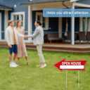 Open House Signs for Real Estate (9 Pcs), 6 Pcs Directional Arrows Signs, 3 Pcs Open House Sign, Double Sided Large Yard Sign with Stakes, Real Estate Agents Supplies, Flag - compatible, Red