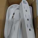 3FT Ultra Flat Plug Extension Cord Power Strip with 3 Outlets, Patented Detachable Ultra-Thin Outlet Cover Concealer & Ultra-Flat Plug, Max. 13A 125V 1625W ETL Listed, White Color