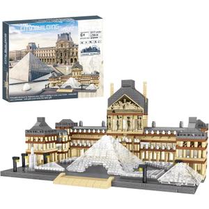 CSNRHG Paris Louvre Museum Model Building Blocks Set Micro Bricks World Famous Architecture Educational Toys for Kids Adults 3377 Piece Birthday