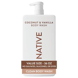 Native Body Wash for Women & Men, Coconut & Vanilla, 36 oz Pump Bottle, Sulfate-Free & Gentle (36 Fl Oz (Pack of 1))