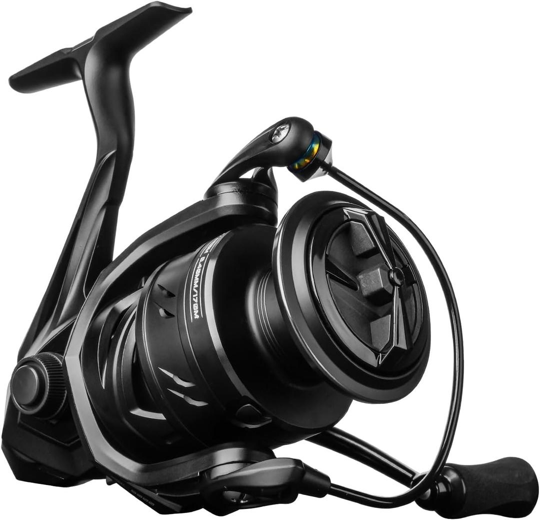 HANDING M1 Spinning Reel, Freshwater Fishing Reels Spinning, 9+1 Ball Bearings, 26.5LBs Max Drag, 5.2:1 Gear Ratio, Graphite Frame, CNC Aluminum Spool, 500 to 5000 Series, Handle Interchangeable (Size 3000, Black)