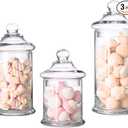 Set of 3 Apothecary Jars Glass, Apothecary Jars with Lids Bathroom, Clear Candy Jar Set, Decorative Jar for Party, Wedding and Home Decor (Height: 11", 8.5", 7.5"; Diameter: 5")