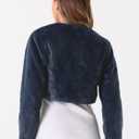 Allegra K Formal Bolero for Women's Evening Dressy Faux Fur Shrug Jacket (Blue, L)
