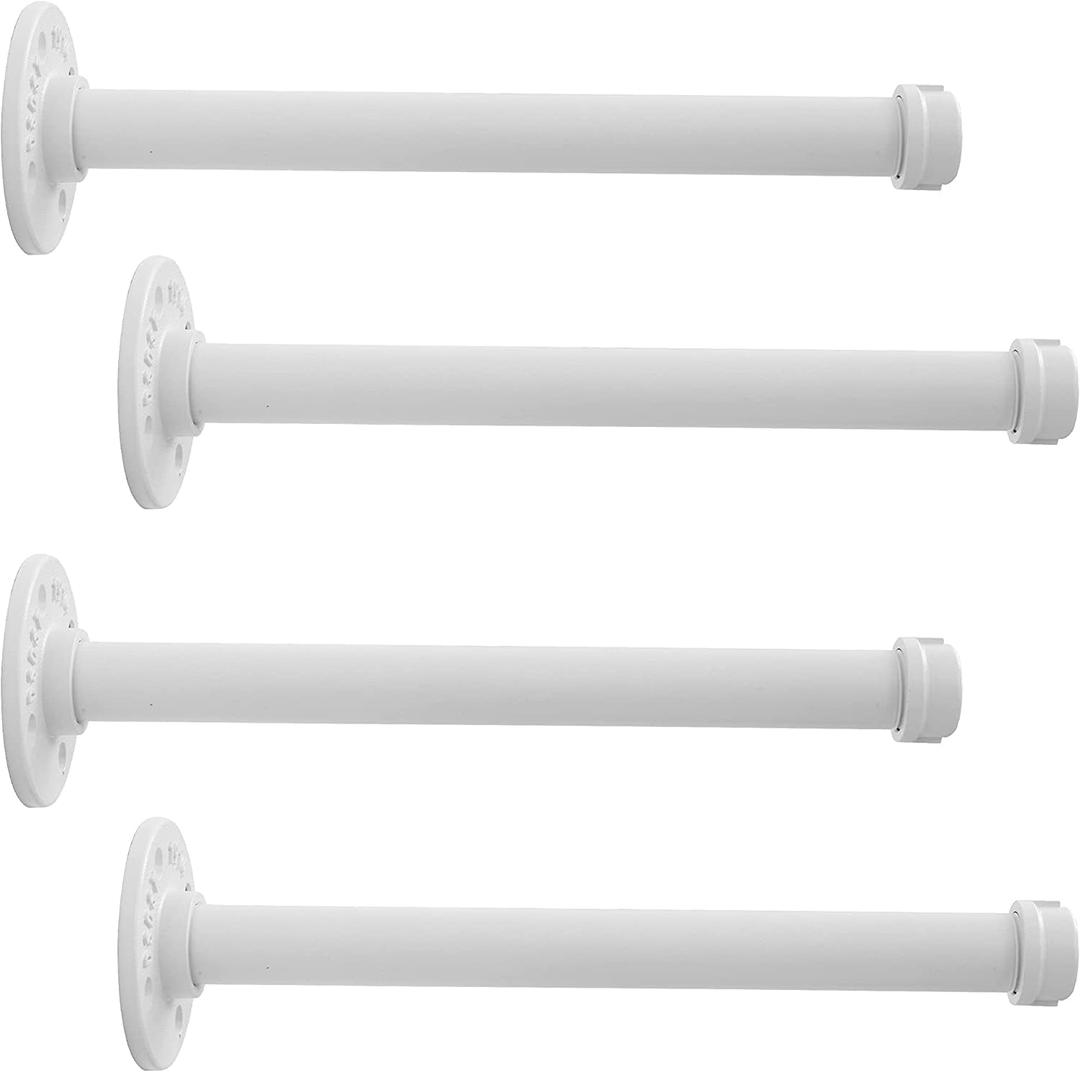 Industrial Pipe Shelf Bracket, 4 Pack Black Iron Shelf Bracket Rustic Wall Mounted Floating Shelf Shelving Heavy Duty Support Hardware for Wood (8",White)