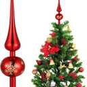 Homoyoyo Christmas Tree Topper Xmas Tree Sequins Adornment Red Delicate Xmas Treetop Decoration Ornament