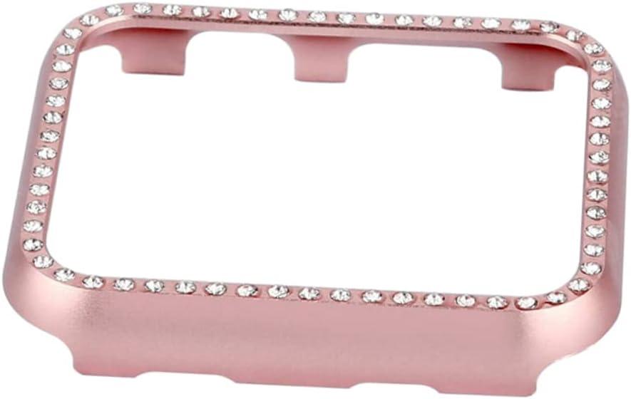 Smartwatch Protective Case Bling Crystal Diamonds Aluminum Alloy Bumper Cover for Watch Series Rose Gold Full Protection Against Scratches and Dust