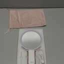 LitBear Travel Makeup Mirror with Lights, Rechargeable Double-Sided 10X/1X Magnifying Mirror, Portable Lighted Beauty Mirror, 3 Color Lighting, Dimmable Touch Screen, Tabletop Handhold Hanging (White) (Rose Gold)