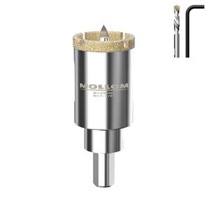 Mollom 1-1/8" (29mm) Diamond Hole Saw with 2Pcs Removable Pilot Drill Bit Smooth Cutting for Porcelain Tiles,Glass,Ceramic,Marble,Fiberglass,etc