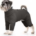 Recovery Suit for Small Dogs, Adjustable Surgical Recovery Suit for Dogs Female Male, Zipper On 4 Leg Long Sleeve Dog Pajamas Onesie for Shedding Anti-Licking Wound Skin Disease (Grey) S