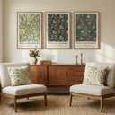 Large Framed William Morris Green Wall Art Set of 3, Vintage Floral Canvas Picture Paintings for Walls, Rustic Botanical Floral Artwork Prints for Living Room, Bedroom, Dining Room, Hallway, Office Wall Decor, Total Size 30x60 In, 20"W x 30" H x 3Pcs