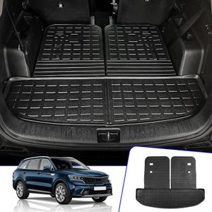 Rongtaod Cargo Mat Compatible with 2021-2025 2026 Kia Sorento Cargo Liner Trunk Mat TPE All Weather Back Seat Cover Protector 2024 Sorento Accessories (Trunk Mat with Backrest Mat)