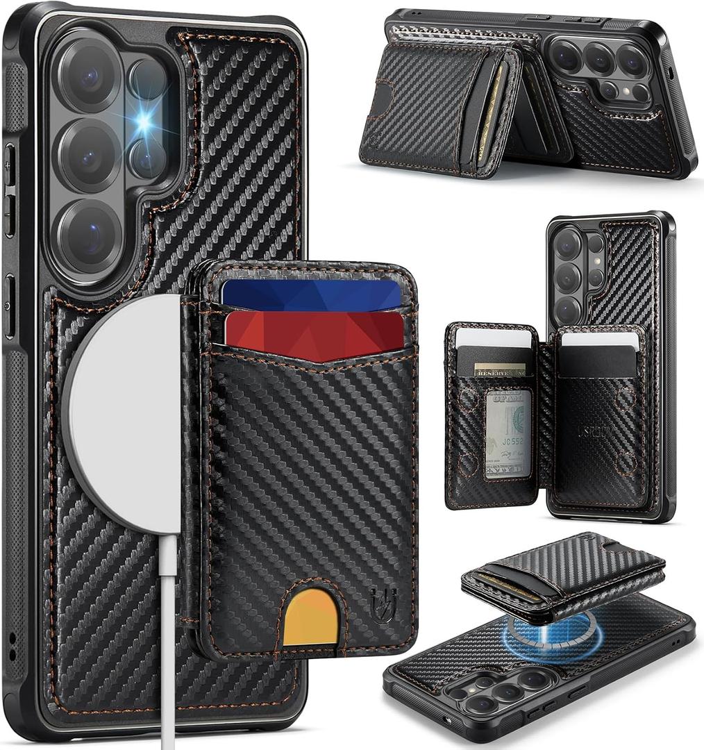 for Samsung Galaxy S26 Ultra Case Wallet Compatible with Magsafe, RFID Blocking Magnetic Card Holder 2 in 1 Detachable Kickstand Shockproof Phone Case for Galaxy S26 Ultra 6.9" Carbon Black