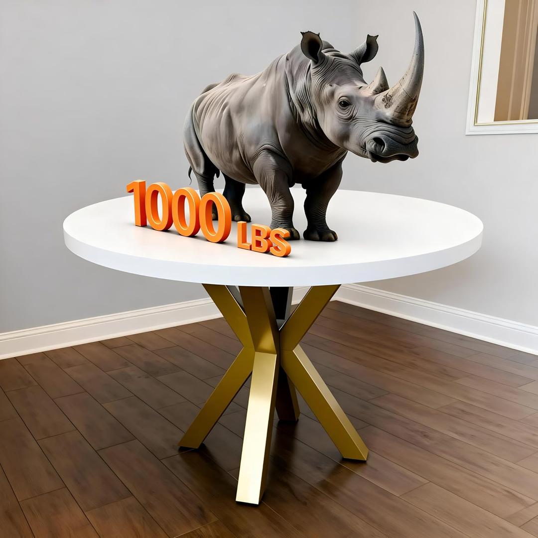 Metal Table Legs 28 Inch, Artistic Heavy Duty Dining Table Base with Suction Cups & Pre-Drilled Holes, Fits Glass Marble Wood Tops, DIY Desk Coffee Table Legs, 1000LBS Capacity, Gold