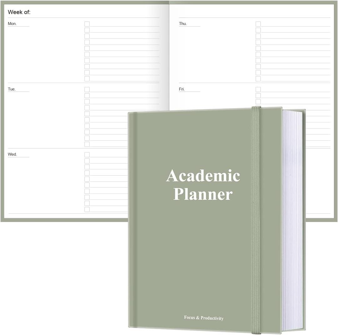 Academic Planner for 2026-2027 or Anytime – 8.5" x 11" Undated Weekly Student Planner For Homeschool, High School, College & Nursing Students, 200 Pages, Green