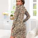 Marvmys Women Long Sleeve Nightgowns Comfy V Neck Nightshirts 2 Pack Sleep Shirts with Pockets Sleepwear S-3XL (XX-Large, Black&brown Leopard)