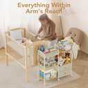 BBLIKE Diaper Caddy Organizer with Hanging Rack - 3 Tier Rolling Baby Storage Cart with Drawers and Side Pockets for Newborn Diaper Organization for Nursery, Crib, Bedroom, Changing Table, Beige