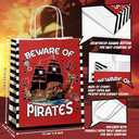 JOYGATHER 24 Pcs Pirate Party Favors Bags with Handles, Pirate Goodie Gift Candy Kraft Paper Bags with 4 Different Types for Birthday Party Supplies Baby Shower Decorations
