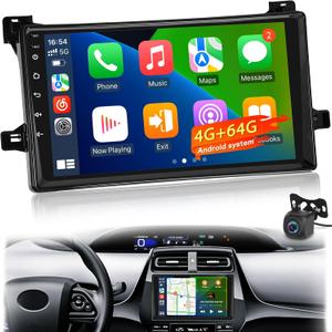 4+64G Android Car Stereo for Toyota Prius 2015 2016 2017 2018 2019 2020-9 Inch IPS Touchscreen Radio with Wireless Carplay/Android Auto/32EQ DSP/GPS + AHD Backup Camera