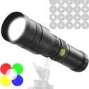 WELLMAKING 40W LED Photography Flashlight Optical Glass Lenses, 7800mAh Aluminum Alloy Patterned Ambient Light, with 20 Patterned Light Filters for Photo, Content Creation Video Recording Accessorie (White)