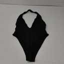Milumia Women's Deep V Neck Halter Bodysuit Backless Slim Fit Sexy Top (Black, S)