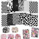 12PCS Black & White Kindle Cardstock Insert for 6.8 Kindle Paperwhite (11th Gen, 2021) Clear Case  12 Designs Cardstock Set with 100 Stickers, Gift for Book Lovers & Students