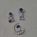 Blue White Astronaut Statues Set of 3 Spaceman Sculpture Figurines Outer Space Theme Decor for Nursery Room Cake Topper