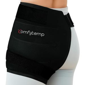 Comfytemp Hip Ice Pack Wrap for Sciatica, Hip Replacement Kit Recovery Aids, Reusable Gel Ice Pack for Injuries, Pain Relief, Cold Compress Recovery Item for Men Women (S/M) - Black