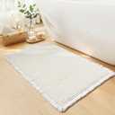 White Bathroom Rugs, Waffle Bath Mat Non Slip Washable, Super Absorbent & Quick Dry, Boho Bath Mat Farmhouse Bathroom Decor, 20'' x 32'', White