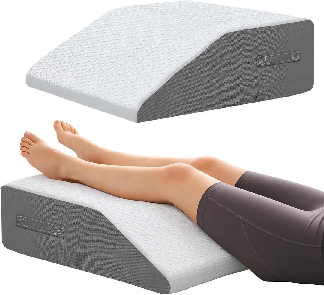 8" Leg Elevation Pillows Memory Foam Leg Support Bed Wedge Pillow Leg Elevated for Sleeping, Leg Pillows Good for Back& Knee& Hip& Ankles, Flat Top 8 inch Height