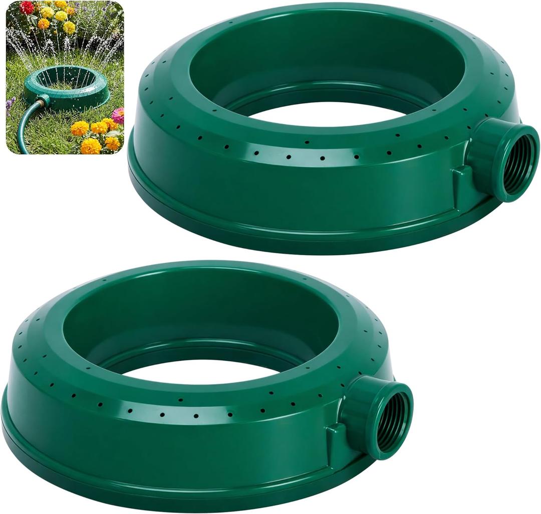 Adnee 2 Pcs Ring Water Sprinkler, Plastic Lawn Ring Base Sprinkler, Round Garden Sprinklers for Outdoor Lawn Yard Patio Irrigation