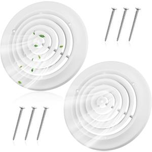 Therwen 2 Pcs 10 Inch Round Vent Cover, White Round Ceiling Diffuser with Screws HVAC Vent Duct Cover Replacement Exhaust Fan Covers for Home Office Kitchen Ventilation Use Outer Dimensions: 13-15/16"