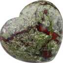 mookaitedecor Healing Crystals Dragon Blood Jasper Heart Love Worry Palm Stone Reiki Balancing 1.6 Inch (Green & Red)