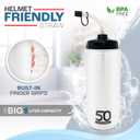 50 Strong 1 Liter Water Bottle with Straw 2-Pack Easy-Squeeze Sports Bottles with Long Straw & Built-In Finger Grip BPA-Free Made in USA Ideal for Hockey, Football, Lacrosse & Boxing