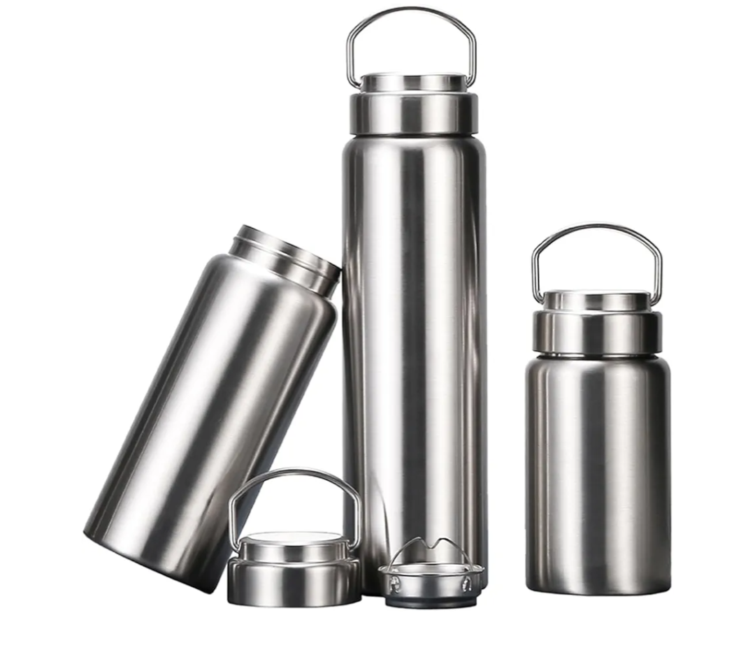 CDJ 16 oz Vacuum Insulated Stainless Steel Water Bottle with Handle, Leak-Proof Double Walled Water Bottle, Reusable and Portable, Metal Water Bottle for School, Hiking, Camping