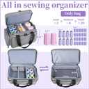 Anitor Large Sewing Supplies Organizer, Double Layer Sewing Storage Organizer with Two Detachable Dividers, Travel Sewing Bag Organizer with Shoulder Strap for Accessories, Gray, (Bag Only)