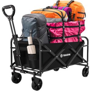 Small Collapsible Foldable Black Grocery & Apartment Rolling Pull Wagon Cart, Lightweight, Portable, for Travel,Camping,Shopping,Outdoor(10 Colors Optional)