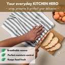 Native Fab 100% Cotton Striped Kitchen Towels - Set of 12-16"x26"- Basket Weave Stripe Dish Towels for Quick Drying, Absorbent Kitchen Wash Cloths Set with Hanging Loop - Black