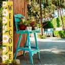 Spring Summer Welcome for Front Porch Standing, Daisy Wooden Porch Sign for Front Door Decorations, Rustic Farmhouse Hanging Wall Sign for Spring Home Decor, 47.2"H