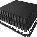 PRAISUN 0.56" Rubber Top Gym Flooring, Heavy Duty Interlocking Gym Mats for Home Gym, Non-Slip Workout Mat, 24 x 24in Large Gym Floor Mat, Protect Floors from Weights & Equipment, 48 Sq Ft, Pure Black