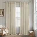 Beige Linen Pinch Pleated 120 Inch Curtains 2 Panels for Living Room Bedroom Memory Training Shape Semi Sheer Neutral Flax Pinch Pleat Drapes with Hooks Rings Light Filtering Window Curtain 40x120