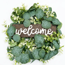 LSKYTOP Artificial Green Eucalyptus Wreaths 14'' Spring Summer Eucalyptus Leaf Wreaths for Home Farmhouse Front Door Decor