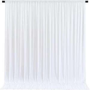 White Backdrop Curtains 10 Panels, 10 Feet Wrinkle-Free Polyester Photography Backdrop Drapes for Wedding Baby Shower Party Background Backdrop Stand- 10FTX40FT