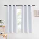 Bedroom Curtains 2 Panels Set, 34 in x 60 in (W x L), Greyish White, Easy Care Solid Thermal Insulated Silver Grommet Light Blocking Room Darkening Drapes for Bedroom/Kids Room