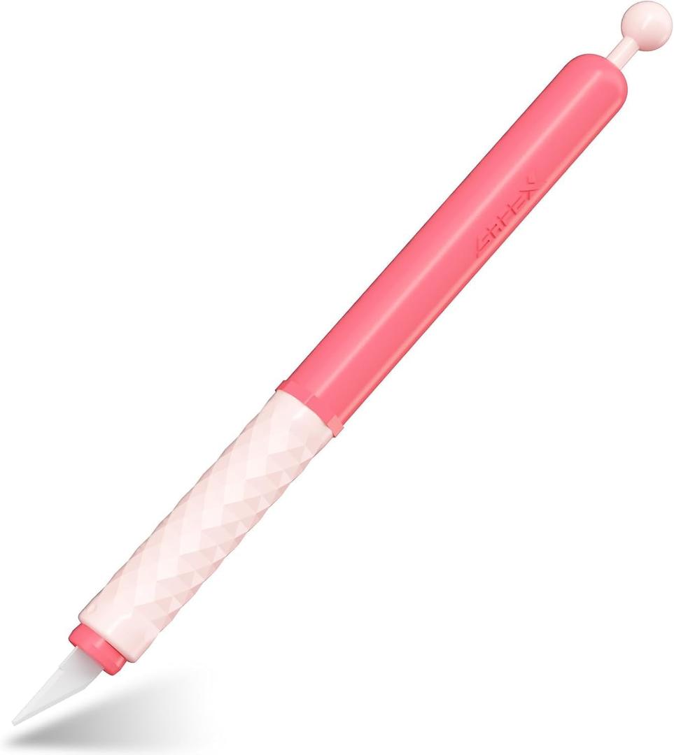 Ceramic Exacto Knife for Crafting, Hobby Knife, Pen Knife with Safety Pen Cap, Precision Craft Knife for Vintage Stickers, Junk Journal Supplies, Arts, Modeling, Scrapbooking (207 Pink)