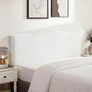 WOMACO Velvet Bed Headboard Slipcover Protector Stretch Solid Color Dustproof Cover for Bedroom Decor (Off - White, 51" - 70")