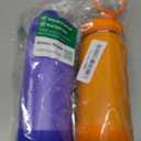 ThermoFlask Kids 16 oz Insulated Water Bottles with Straw Lid BPA-Free Stainless Steel Leakproof & Spill-Proof Design Easy Clean Wide Mouth 2-Pack for School, Sports, Playdates, Purple/Orange