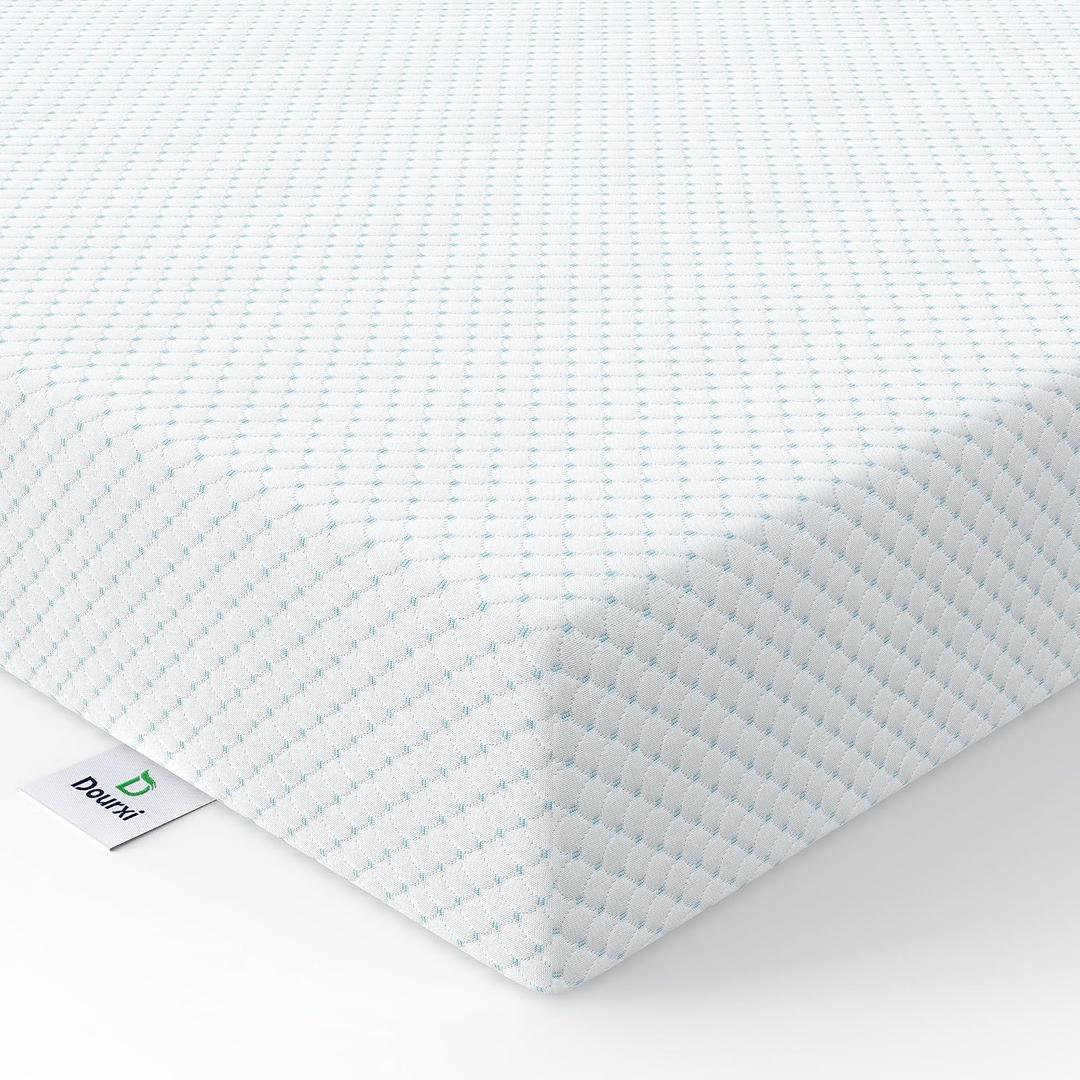 Dourxi Mini Crib Mattress, 38x24x4 Inch Dual Sided 2-Stage Firmness Portable Baby Mattress for Mini, with Cooling Gel Memory Foam, Waterproof & Washable Cover and Non-Slip Base, White