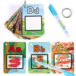 Water Coloring Books for Toddlers, Aqua Painting Book for 18+ Months, Magic Paint Set for 2 3 4 5 Years Old, Alphabet Flash Cards ABC Learning, Road Trip/Airplane Travel/Car Activities Essentials Kids